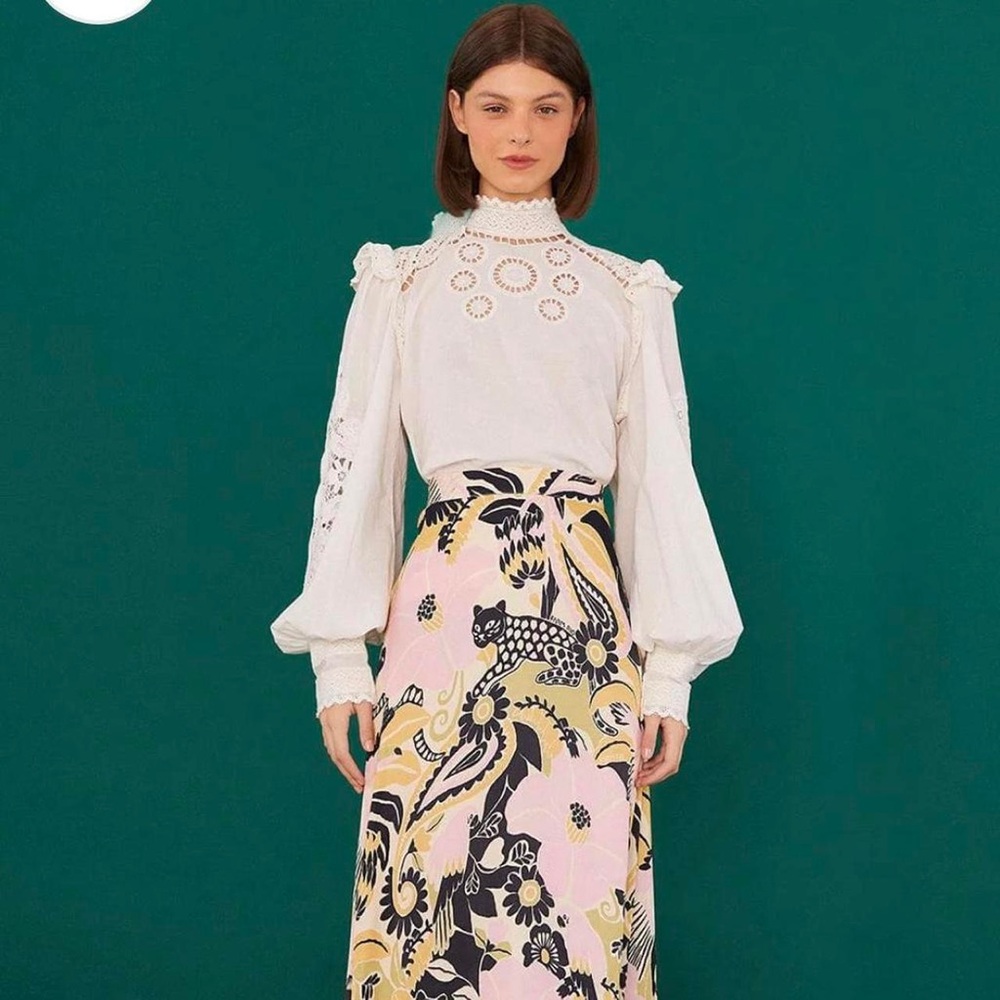 FARM Rio White Lace Blouse